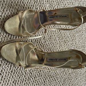 Manolo Blahnik Gold Strappy Sandals size 38.5
